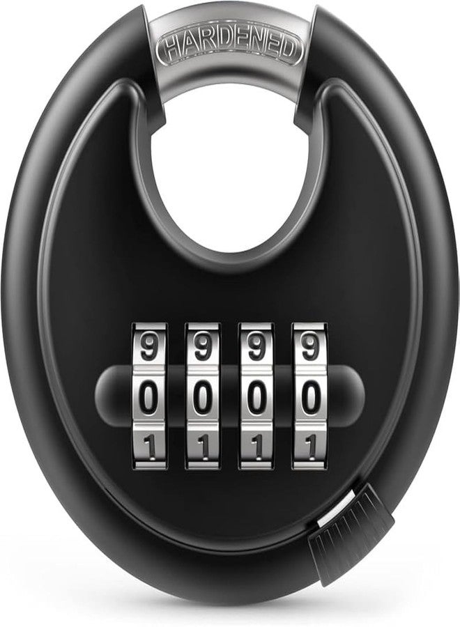 BOSCO 70mm Combination Disc Padlock - Heavy Duty Keyless Number Lock with 4-Digit Code Stainless Steel Shackle | Anti-Cut Security Lock for Gate, Garage, Locker, Outdoor Use (Black) - Image 1